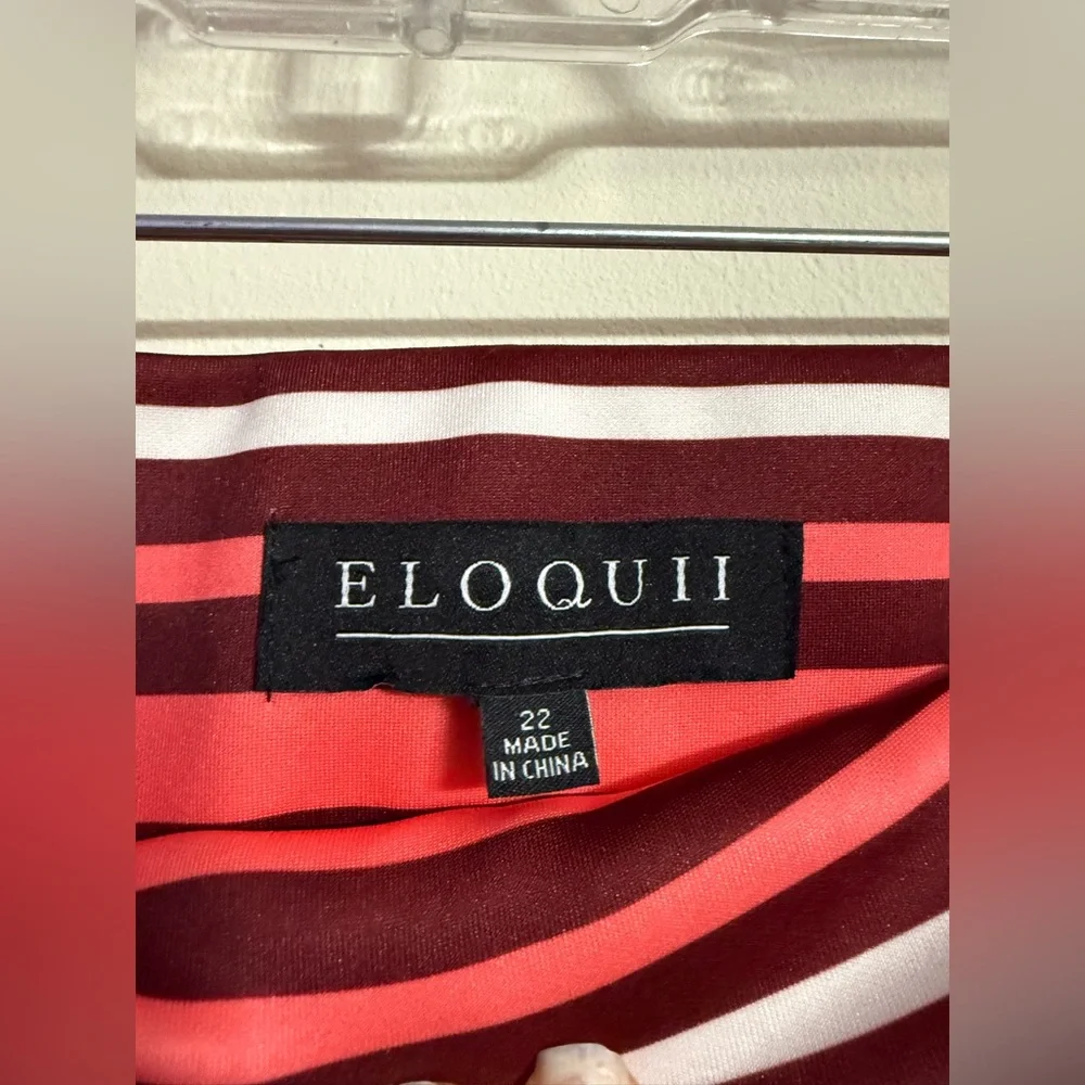 ELOQUII Multicolor Neoprene Scuba Horizontal Stripe Skirt NWOT Size 22 - Picture 2 of 5